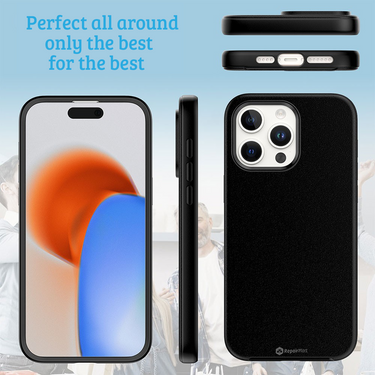 iPhone 15 Pro Shockproof Case Cover with Wireless Charging Support - Easy Grip, Slip-Proof, Screen & Camera Lens Guard - Black